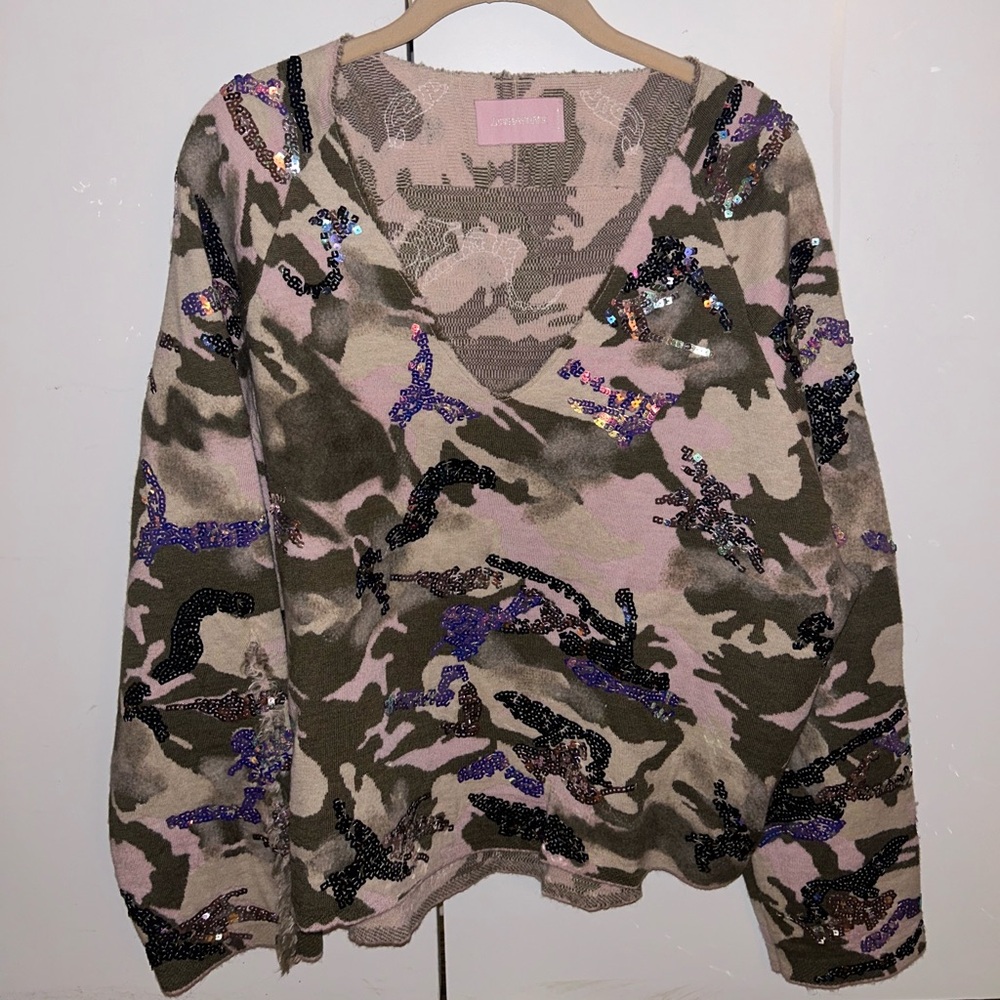 Zadig & Voltaire Camouflage Sweater with Sequin Detailing